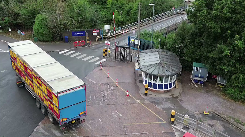 Chicken truck enters slaughterhouse site