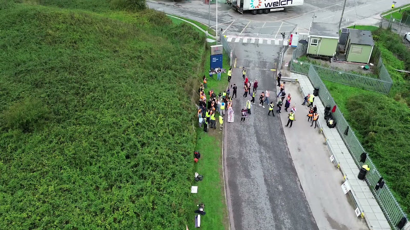 Activists by slaughterhouse gates