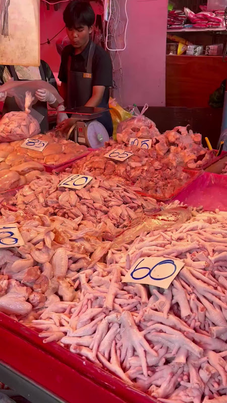 Piles of animal body parts at food market