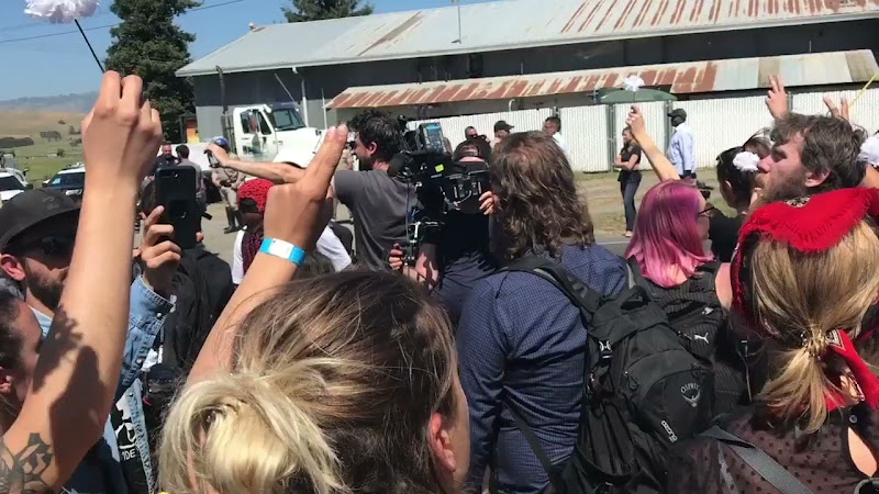 Activists Singing Outside Chicken Farm