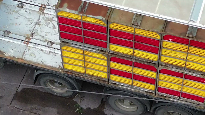 Chicken truck waiting to unload